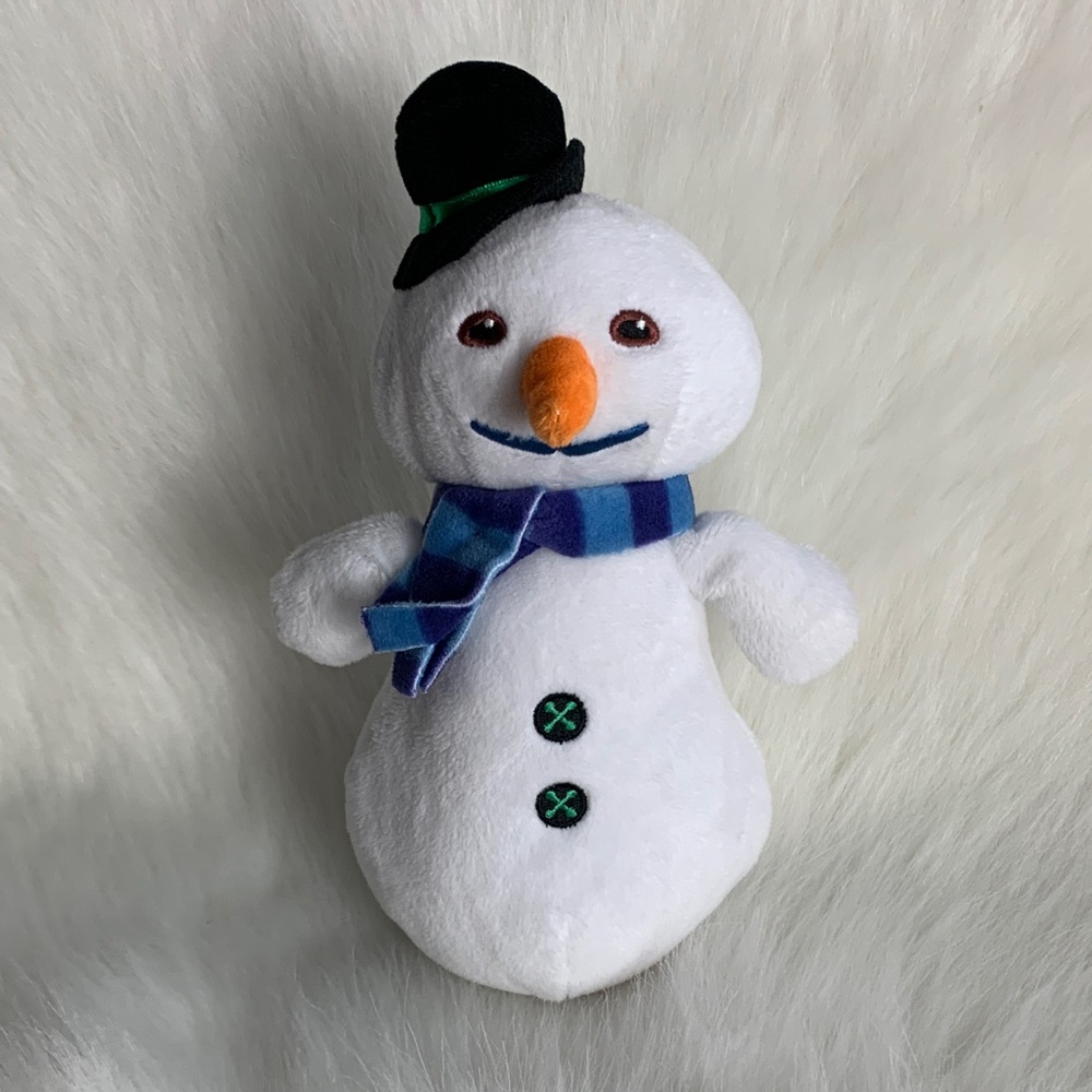 Disney Snowman Plush with Black Hat and Blue Scarf